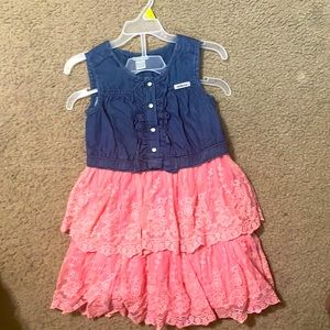 🌸 Two-tone Denim and Pink Lace Dress 🌸